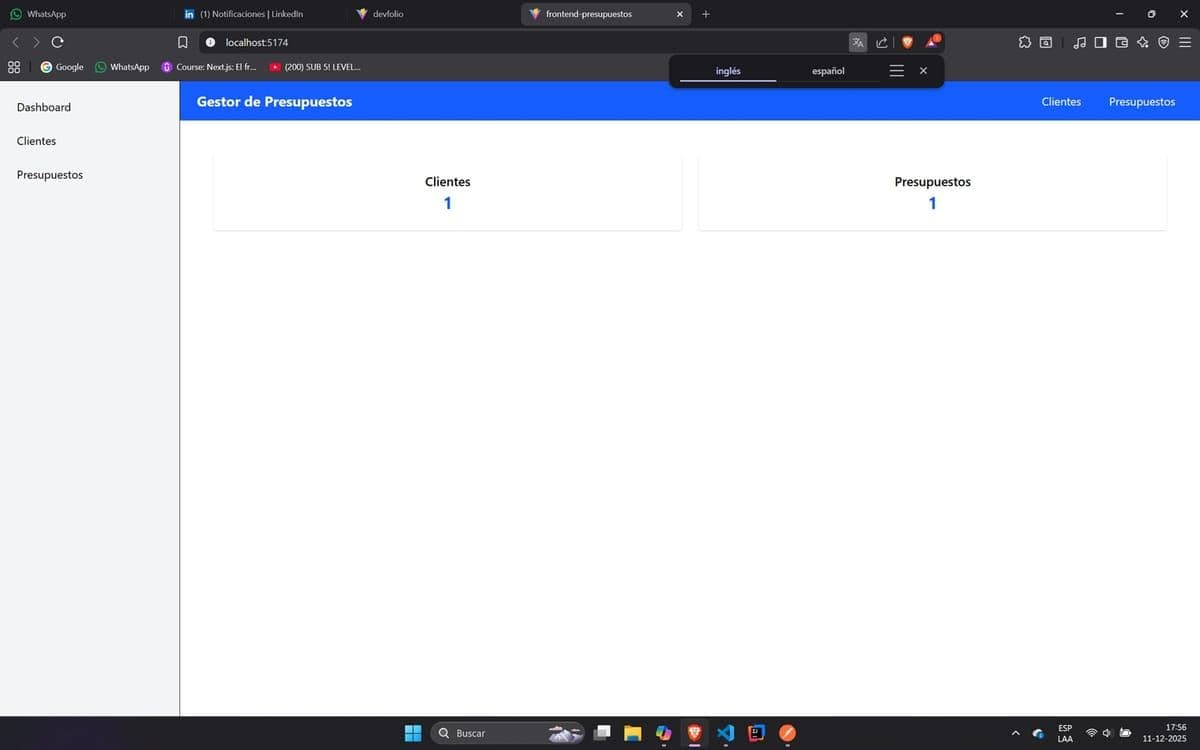 Gestor de Presupuestos - Frontend